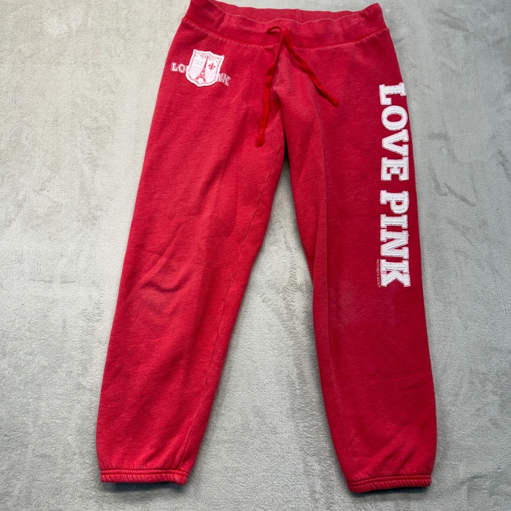 Vintage PINK Victoria's Secret Pants Womens Small Sweatpants Red Y2K Logo Jogger